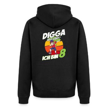 Digga Was Geht Fußball Dab Dabbing 8.Geburtstag - Unisex Premium Bio Zip Hoodie - Schwarz - Hinten - Nico (187cm)