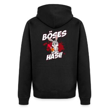 Böses Hasi Hase Ostern Halloween Lustiges Geschenk - Unisex Premium Bio Zip Hoodie - Schwarz - Hinten - Nico (187cm)