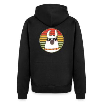 Cooles Lama Alpaca mit Sonnenbrille Geschenk - Unisex Premium Bio Zip Hoodie - Schwarz - Hinten - Nico (187cm)