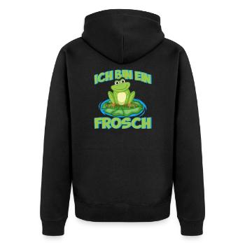 Ich Bin Ein Frosch Frösche Geschenk - Unisex Premium Bio Zip Hoodie - Schwarz - Hinten - Nico (187cm)