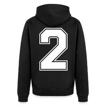 Maillot numéro 2 - Veste à capuche bio Premium Unisexe - noir - Dos - Nico (187cm)