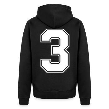 Maillot numéro 3 - Veste à capuche bio Premium Unisexe - noir - Dos - Nico (187cm)