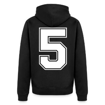 Maillot numéro 5 - Veste à capuche bio Premium Unisexe - noir - Dos - Nico (187cm)