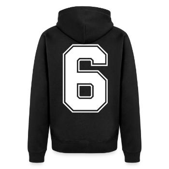Maillot numéro 6 - Veste à capuche bio Premium Unisexe - noir - Dos - Nico (187cm)