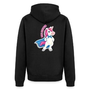 Big Sister - Unicorn - Unisex Premium Organic Zip Hoodie - black - Back - Nico (187cm)