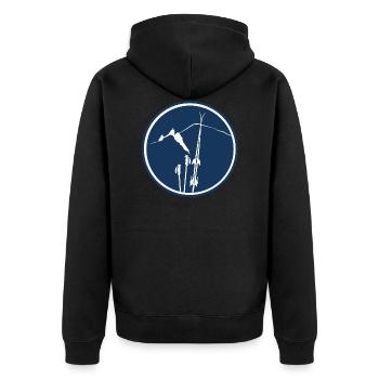 Chamonix Aiguille du Midi Mont blanc leewarddesign - Unisex Premium Bio Zip Hoodie - Schwarz - Hinten - Nico (187cm)
