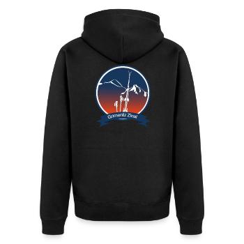 Grimentz Zinal Alpes Suisse leewarddesign - Unisex Premium Bio Zip Hoodie - Schwarz - Hinten - Nico (187cm)