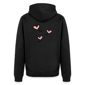 heart line - Unisex Premium Organic Zip Hoodie - black - Back - Nico (187cm)