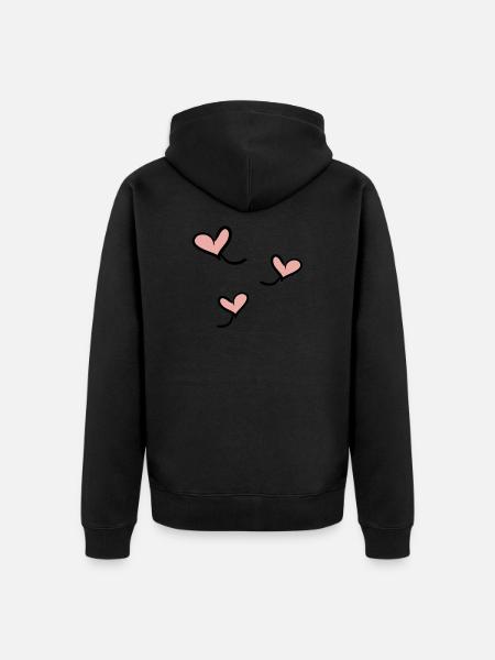heart line - Unisex Premium Organic Zip Hoodie - black