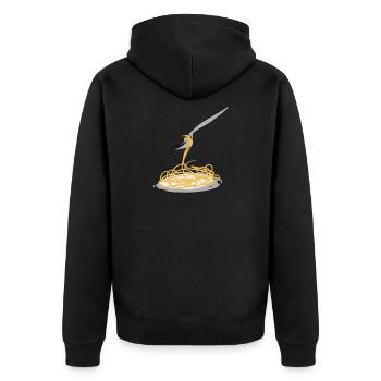 spaghetti symbol - Unisex Premium Organic Zip Hoodie - black - Back - Nico (187cm)