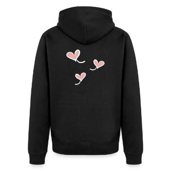 drei herzen - Unisex Premium Bio Zip Hoodie - Schwarz - Hinten - Nico (187cm)