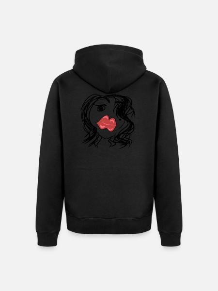 red lips - Unisex Premium Organic Zip Hoodie - black