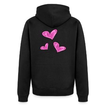 Heart Heart - Unisex Premium Organic Zip Hoodie - black - Back - Nico (187cm)