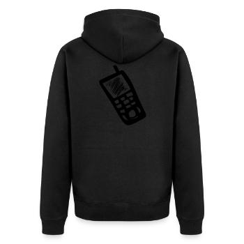 Handy Telefon - Unisex Premium Bio Zip Hoodie - Schwarz - Hinten - Nico (187cm)