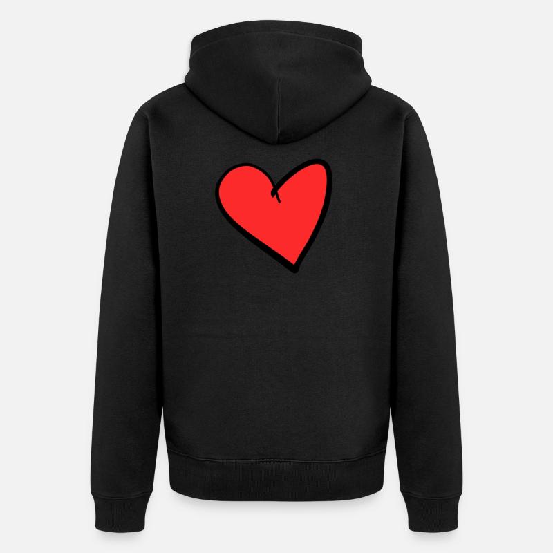 Herz rot - Unisex Premium Bio Zip Hoodie - Schwarz