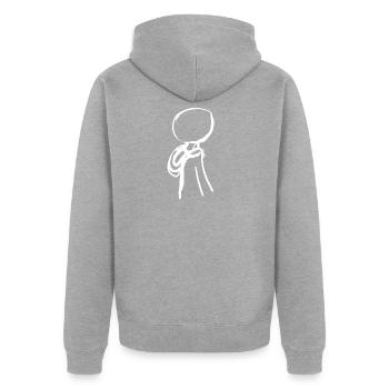 Junge Figur - Unisex Premium Bio Zip Hoodie - Grau meliert - Hinten - Nico (187cm)