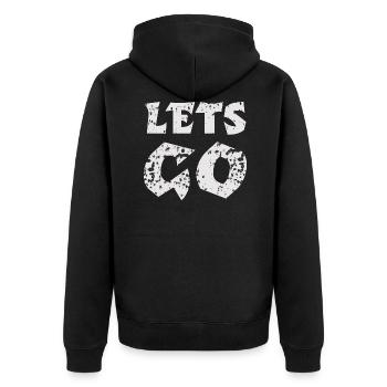 Lets Go - Unisex Premium Bio Zip Hoodie - Schwarz - Hinten - Nico (187cm)