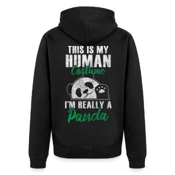 Panda Großer Panda China Niedlich - Unisex Premium Bio Zip Hoodie - Schwarz - Hinten - Nico (187cm)