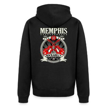Rockabilly Style Memphis Tennessee Retro Rocker - Unisex Premium Bio Zip Hoodie - Schwarz - Hinten - Nico (187cm)