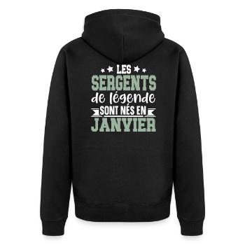 Sergent Militaire Armée Janvier Anniversaire - Veste à capuche bio Premium Unisexe - noir - Dos - Nico (187cm)