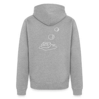 bulles de savon - Veste à capuche bio Premium Unisexe - gris chiné - Dos - Nico (187cm)