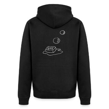 seife seifenblasen - Unisex Premium Bio Zip Hoodie - Schwarz - Hinten - Nico (187cm)