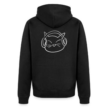 Katze Musik - Unisex Premium Bio Zip Hoodie - Schwarz - Hinten - Nico (187cm)