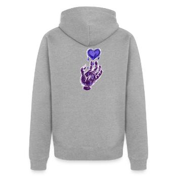 Symbol Herz - Unisex Premium Bio Zip Hoodie - Grau meliert - Hinten - Nico (187cm)