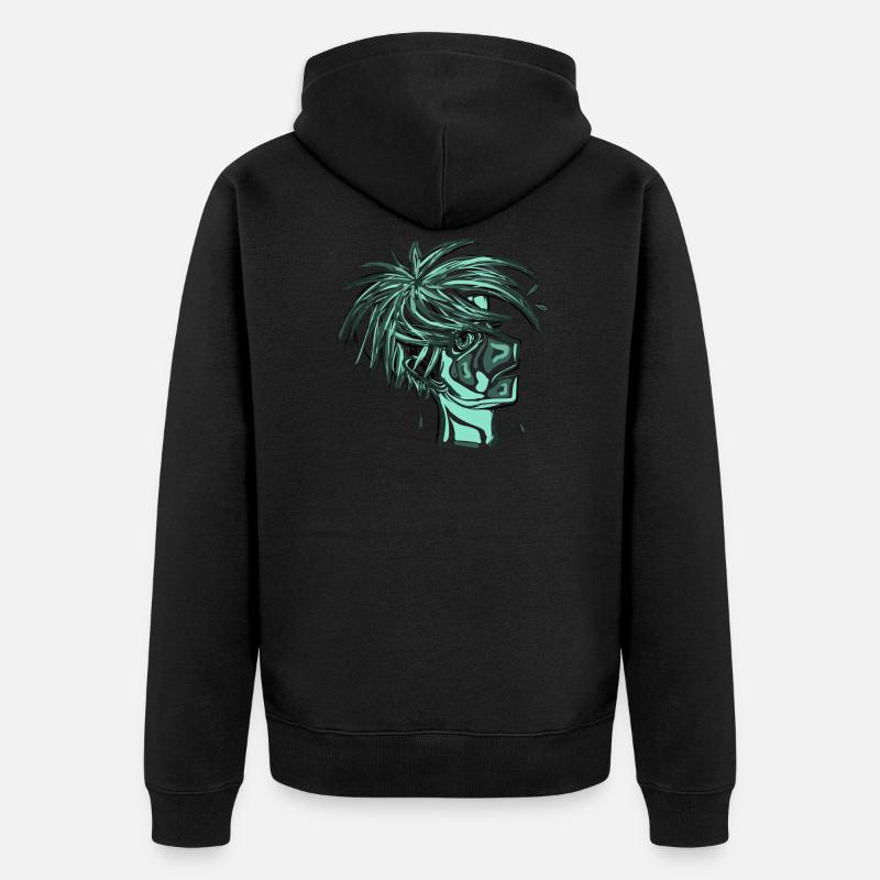 Manga Junge - Unisex Premium Bio Zip Hoodie - Schwarz