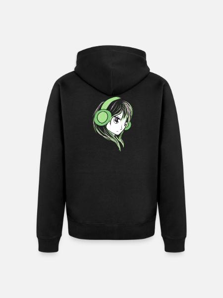 manga green - Unisex Premium Organic Zip Hoodie - black