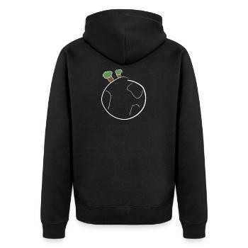 welt kugel - Unisex Premium Bio Zip Hoodie - Schwarz - Hinten - Nico (187cm)