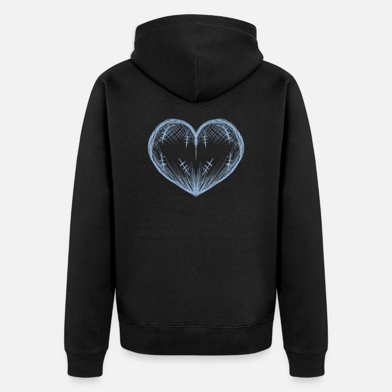 herz narben - Unisex Premium Bio Zip Hoodie - Schwarz