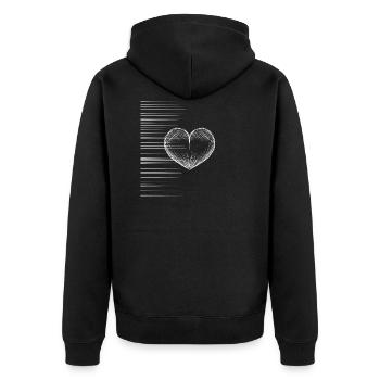 herz linien - Unisex Premium Bio Zip Hoodie - Schwarz - Hinten - Nico (187cm)