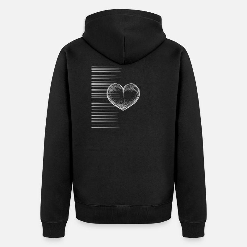 herz linien - Unisex Premium Bio Zip Hoodie - Schwarz