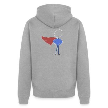 hero help - Unisex Premium Organic Zip Hoodie - heather grey - Back - Nico (187cm)