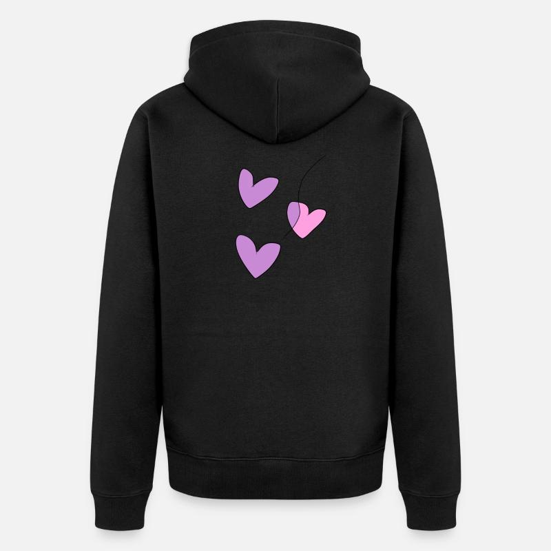 herz herzen - Unisex Premium Bio Zip Hoodie - Schwarz