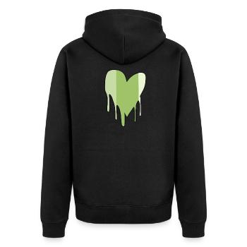 symbol herz liebe pfeil grün - Unisex Premium Bio Zip Hoodie - Schwarz - Hinten - Nico (187cm)