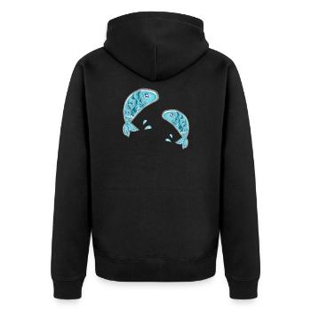 poissons poissons animaux eau signe du zodiaque symbole - Veste à capuche bio Premium Unisexe - noir - Dos - Nico (187cm)