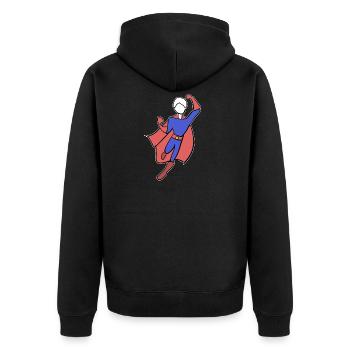 superhero hero symbol man rescuer - Unisex Premium Organic Zip Hoodie - black - Back - Nico (187cm)
