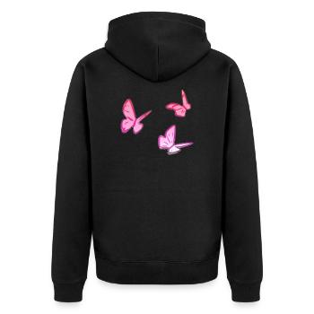 rosa schmetterlinge schmetterling rosa muster - Unisex Premium Bio Zip Hoodie - Schwarz - Hinten - Nico (187cm)