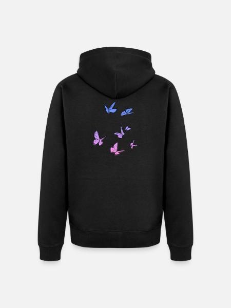 papillons violets symbole papillon - Veste à capuche bio Premium Unisexe - noir