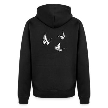 schmetterling tiere tier symbol - Unisex Premium Bio Zip Hoodie - Schwarz - Hinten - Nico (187cm)