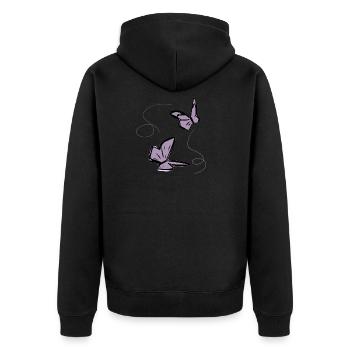 two butterflies butterfly thread - Unisex Premium Organic Zip Hoodie - black - Back - Nico (187cm)