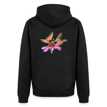 schmetterling blume natur frühling symbol - Unisex Premium Bio Zip Hoodie - Schwarz - Hinten - Nico (187cm)