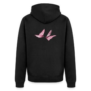 schmetterling rosa tiere fliegen frühling - Unisex Premium Bio Zip Hoodie - Schwarz - Hinten - Nico (187cm)