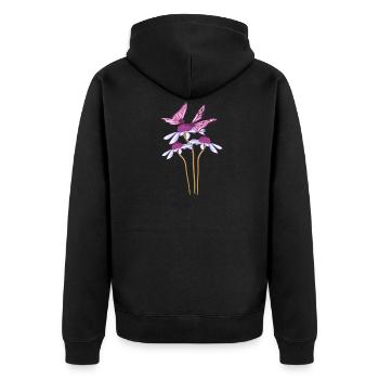 butterfly flowers flower plant spring - Unisex Premium Organic Zip Hoodie - black - Back - Nico (187cm)