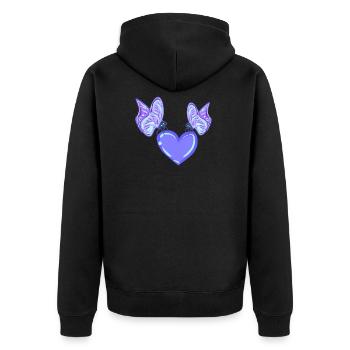 papillons coeur amour violet - Veste à capuche bio Premium Unisexe - noir - Dos - Nico (187cm)