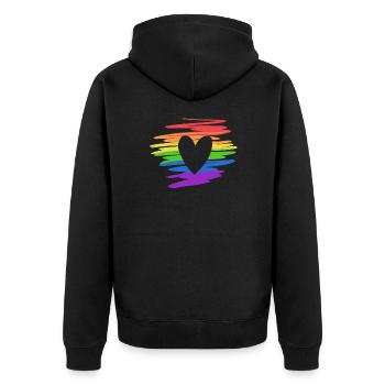 lgbt farben regenbogen flagge herz liebe - Unisex Premium Bio Zip Hoodie - Schwarz - Hinten - Nico (187cm)