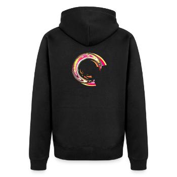 aesthetic semicircle symbol in yellow and red - Unisex Premium Organic Zip Hoodie - black - Back - Nico (187cm)