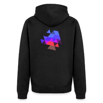 triangle symbol pattern colors purple symbol - Unisex Premium Organic Zip Hoodie - black - Back - Nico (187cm)